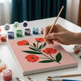 Malen nach Zahlen – 6 Mini-Gemälde - Auffällige Blumen