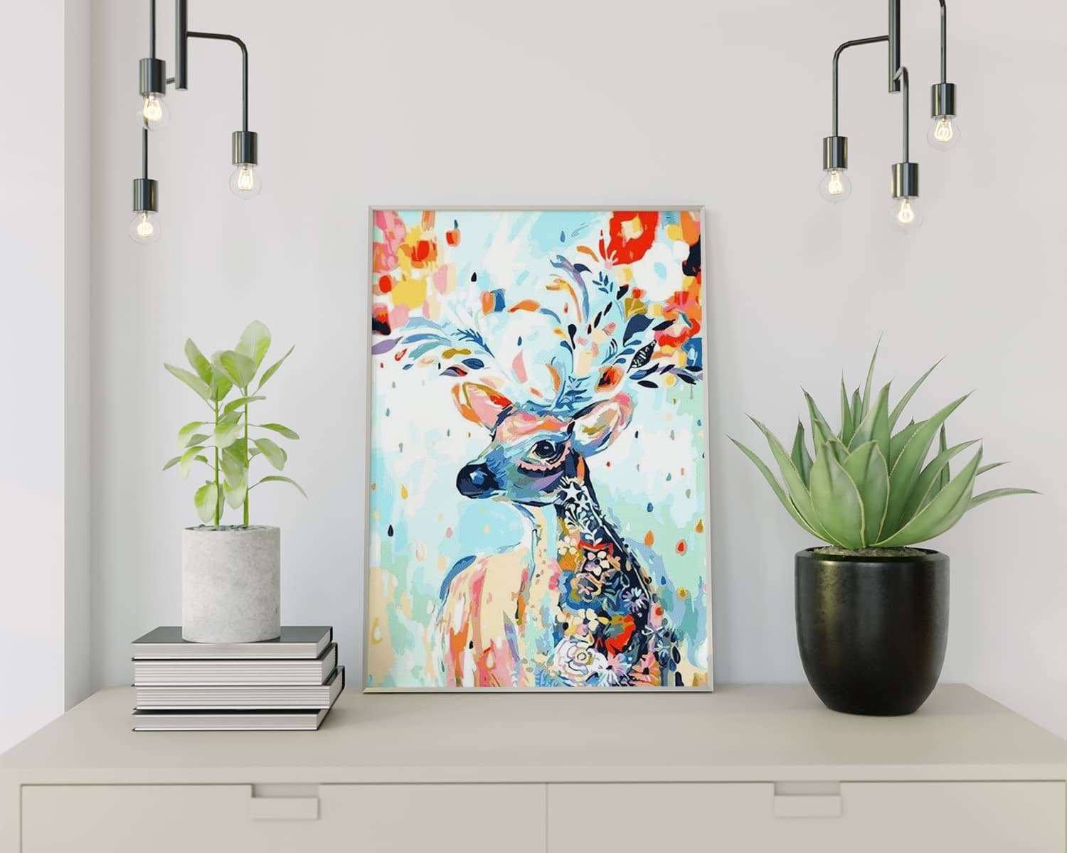 Diamond Painting Hirsch mit Blumen