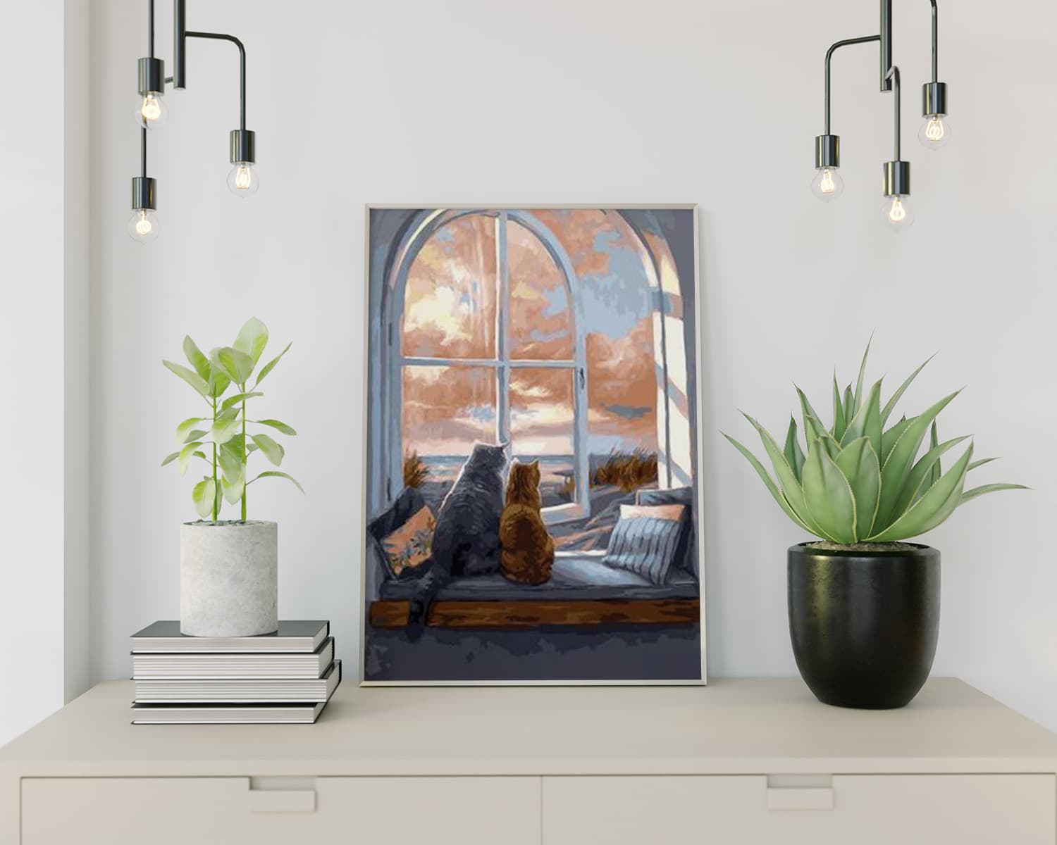 Diamond Painting Katzen am Fenster
