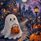 Malen nach Zahlen Bleib schaurig, kleiner Geist – Halloween-Motiv