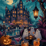 Malen nach Zahlen Cocktails im Spukhotel – Halloween-Motiv