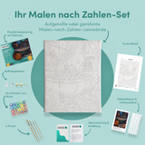 Inhalt des Malen-nach-Zahlen-Sets Das Bad der hundert Augen