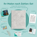 Inhalt des Malen-nach-Zahlen-Sets Das leuchtende Sumpfgeheimnis