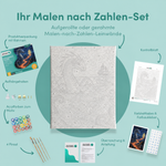 Inhalt des Malen-nach-Zahlen-Sets Das Ungeheuer aus der schwarzen See