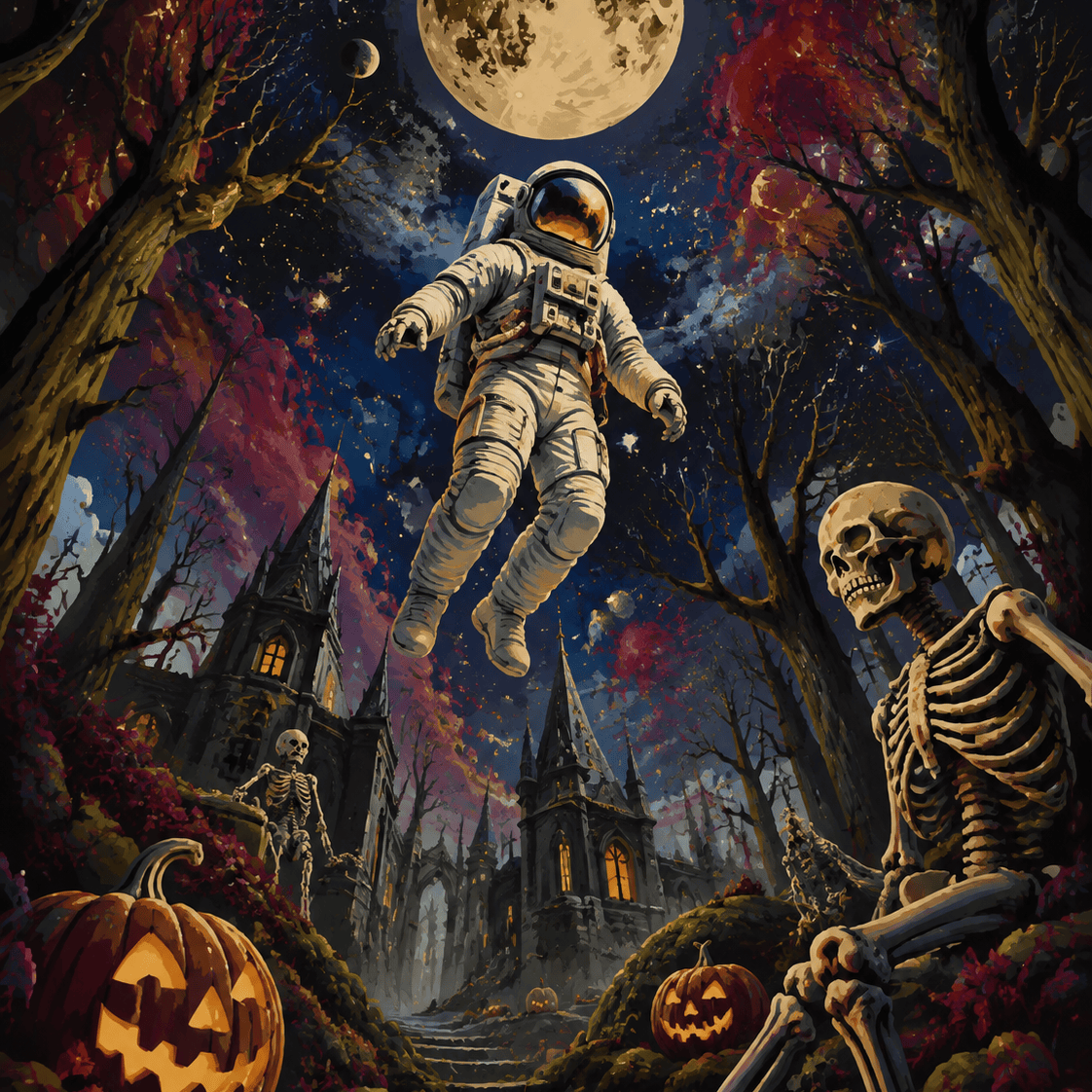 Malen nach Zahlen Der verlorene Astronaut – Halloween-Motiv