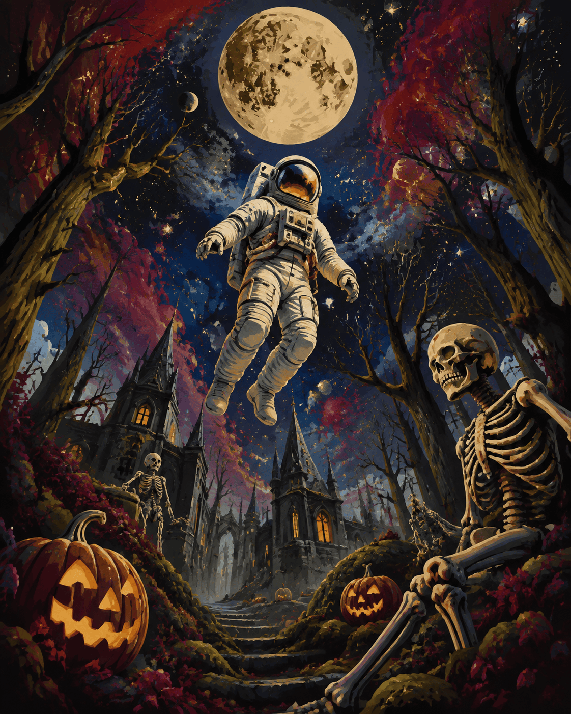 Malen nach Zahlen Der verlorene Astronaut – Halloween-Motiv