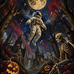 Malen nach Zahlen Der verlorene Astronaut – Halloween-Motiv