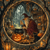 Malen nach Zahlen Der Vorrat des alten Zauberers – Halloween-Motiv