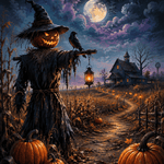 Malen nach Zahlen Der Wächter des verlassenen Feldes – Halloween-Motiv