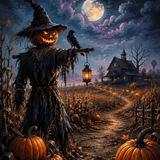 Malen nach Zahlen Der Wächter des verlassenen Feldes – Halloween-Motiv