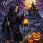 Malen nach Zahlen Der Wächter mit der Sense – Halloween-Motiv