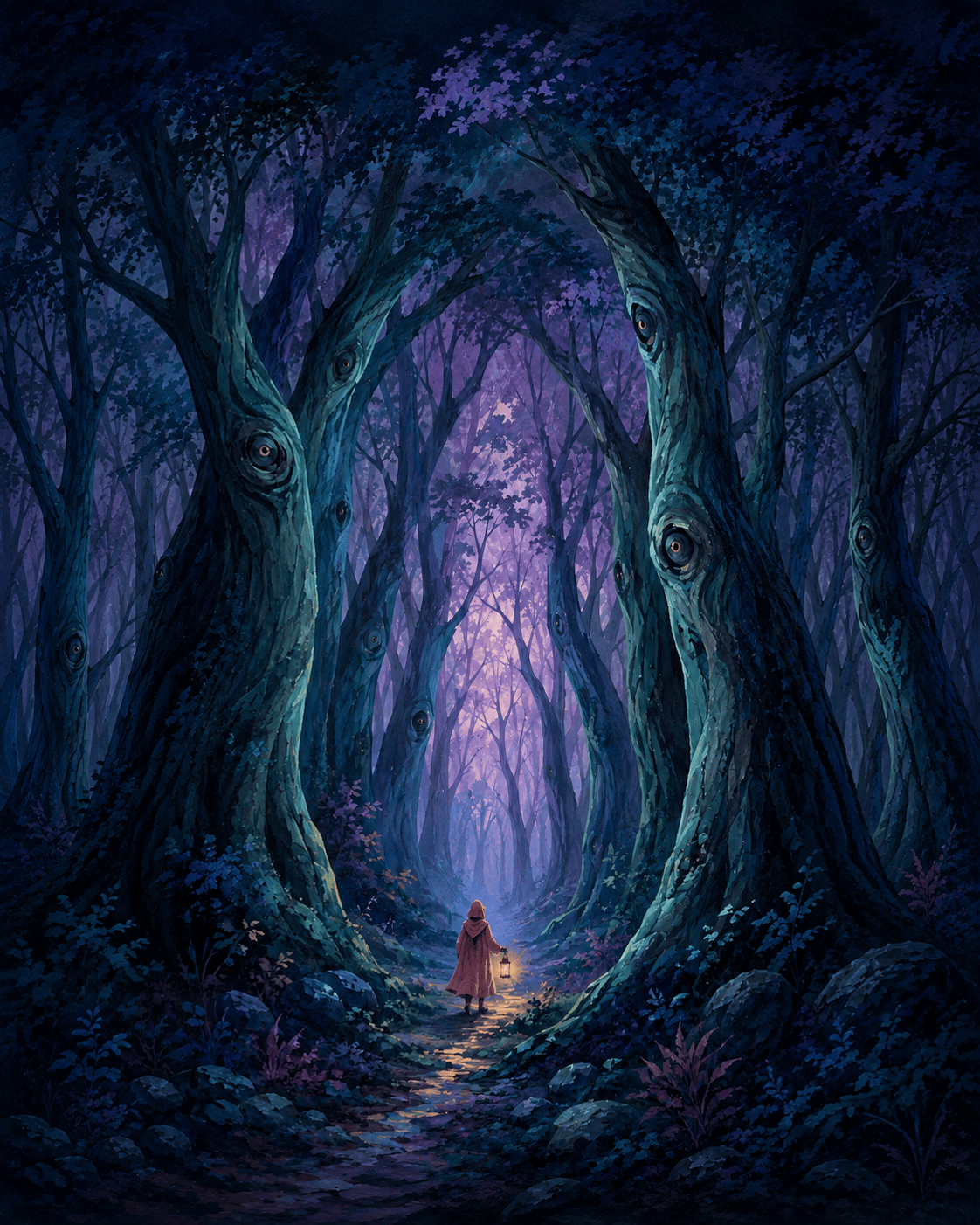 Malen nach Zahlen Der Wald schaut zurück – Halloween-Motiv