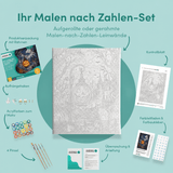Inhalt des Malen-nach-Zahlen-Sets Die Laterne mit dem schiefen Lächeln