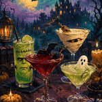 Malen nach Zahlen Drinks für die Geisterrunde – Halloween-Motiv