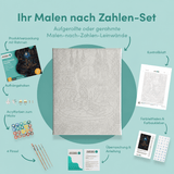 Inhalt des Malen-nach-Zahlen-Sets Geheimnisse auf dem Hexentisch