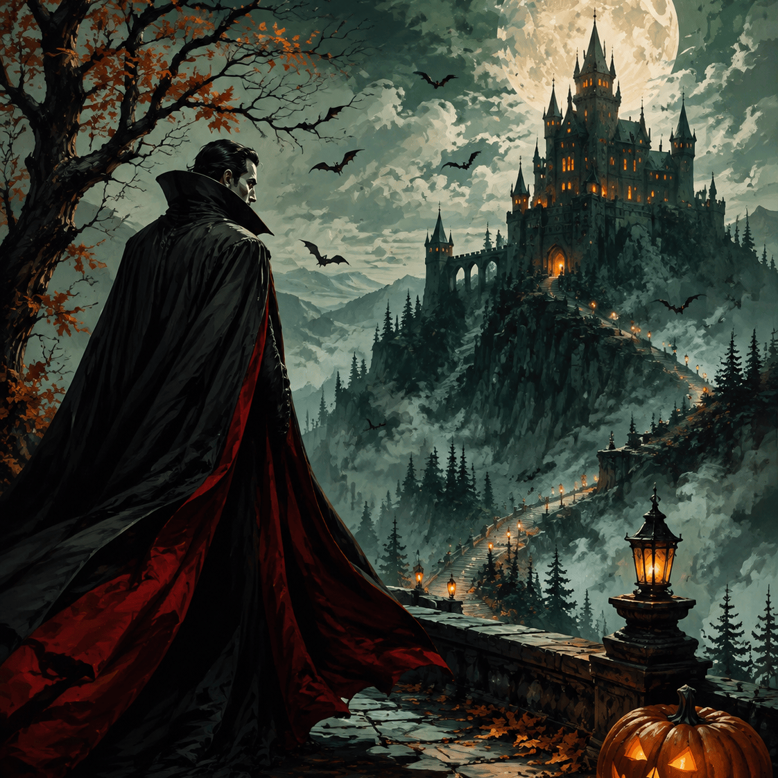 Malen nach Zahlen Graf der roten Nacht – Halloween-Motiv