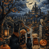 Malen nach Zahlen Pfoten in der Geisternacht – Halloween-Motiv