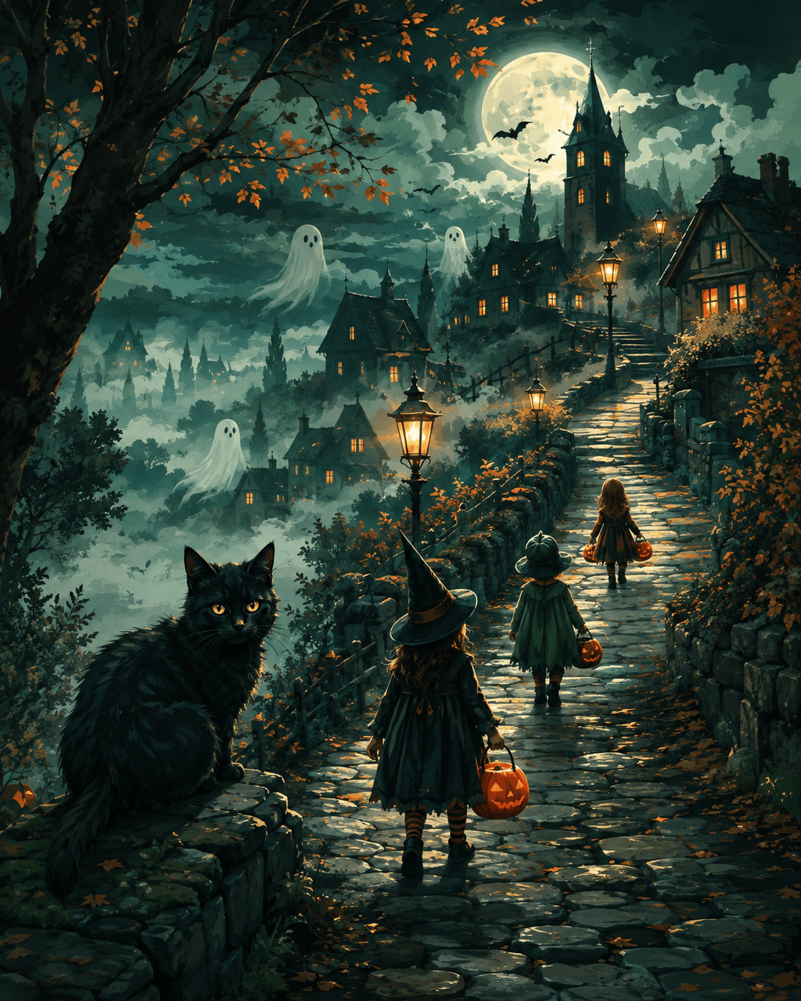 Malen nach Zahlen Süße Beute in der Geisternacht – Halloween-Motiv