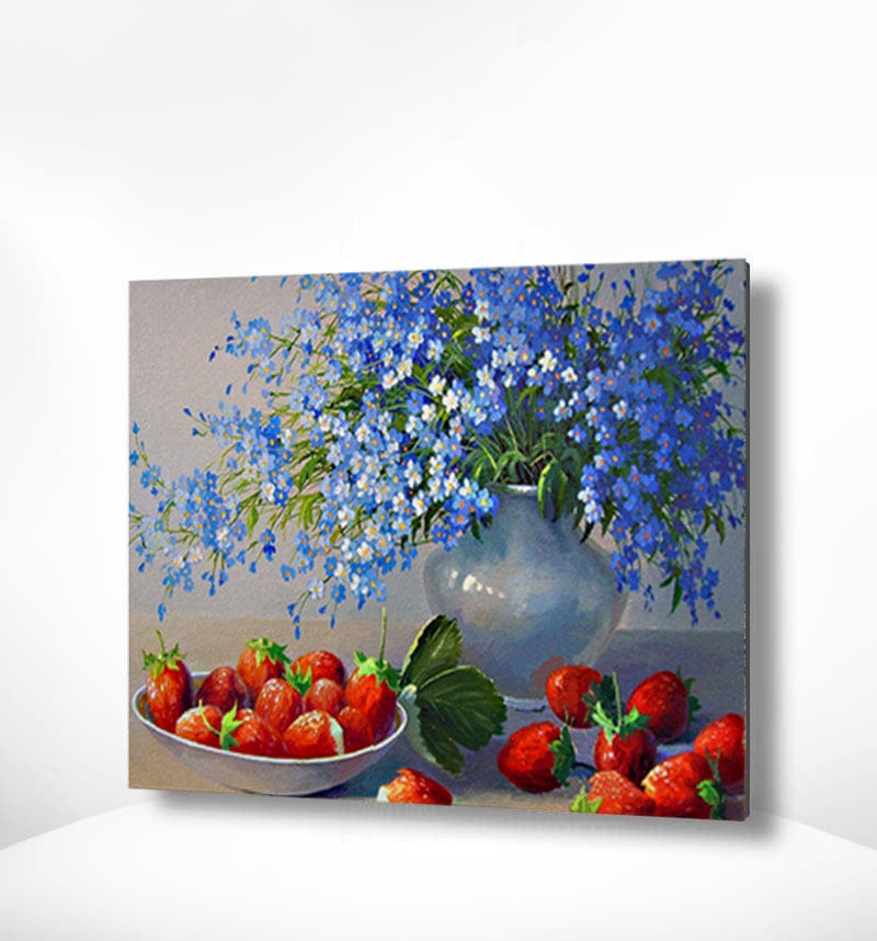 Malen nach Zahlen Blumen mit Erdbeere