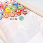 Malen nach Zahlen Frau mit lila Blume