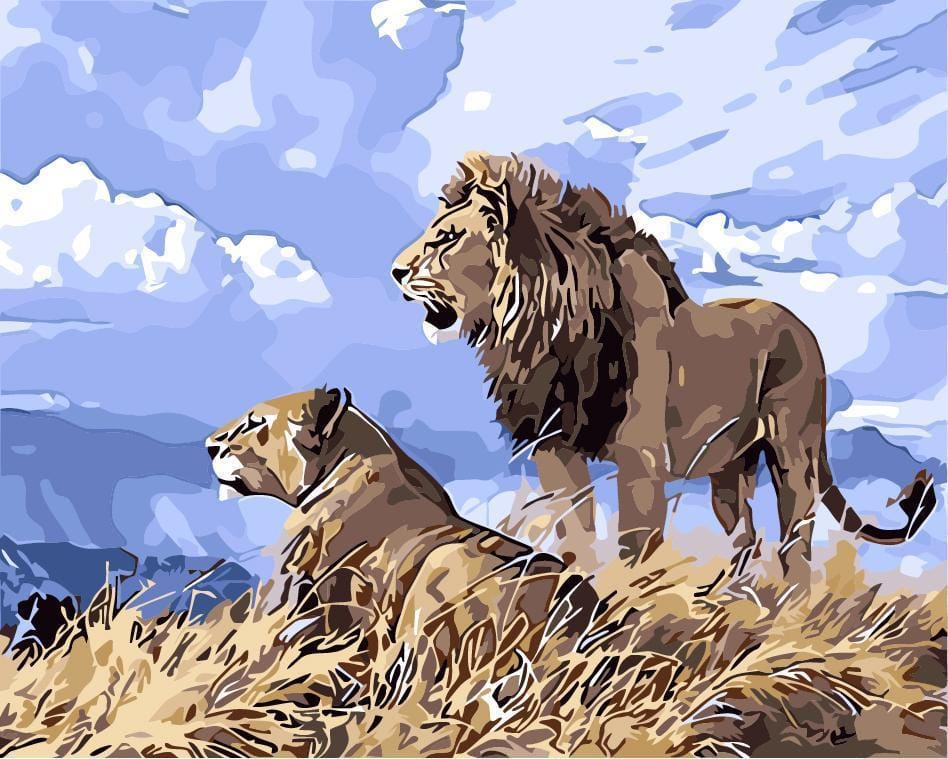 Malen nach Zahlen Lions Blauer Himmel