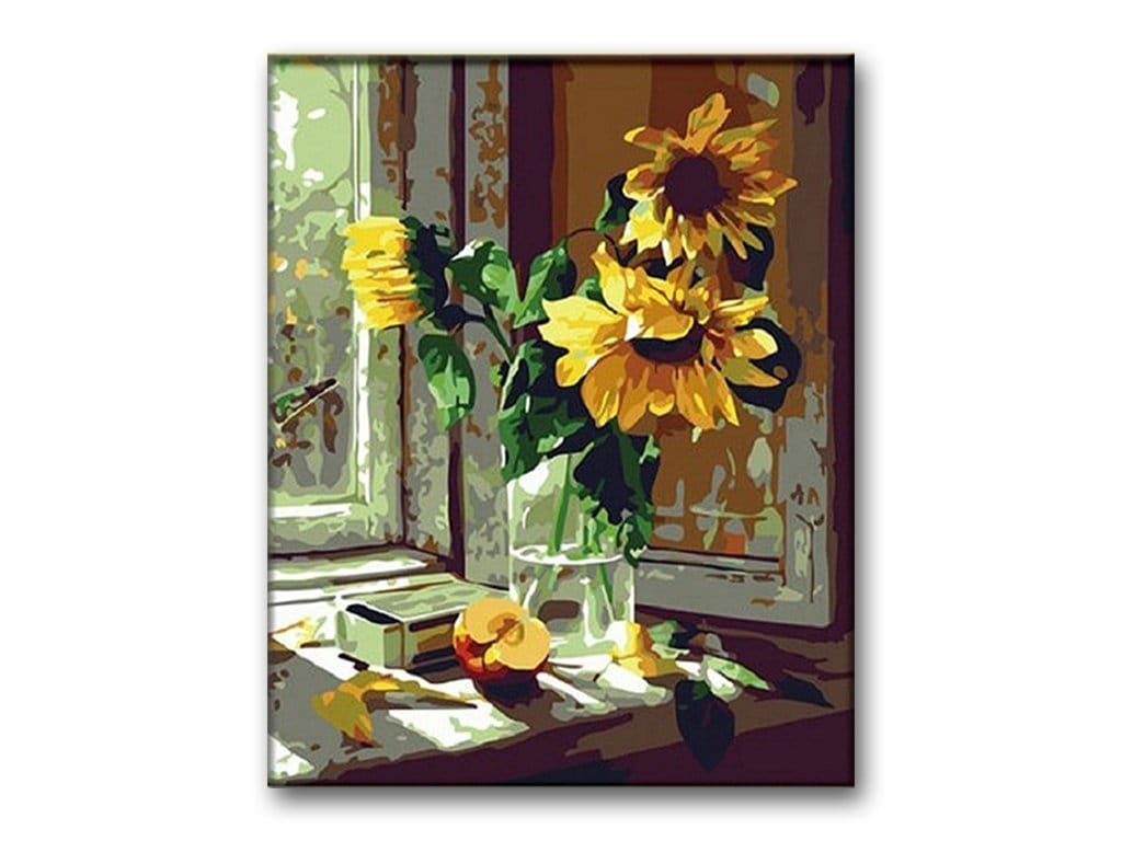 Malen nach Zahlen Sonnenblumen mit Apfel