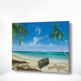 Malen nach Zahlen Strand mit Boot und Meer