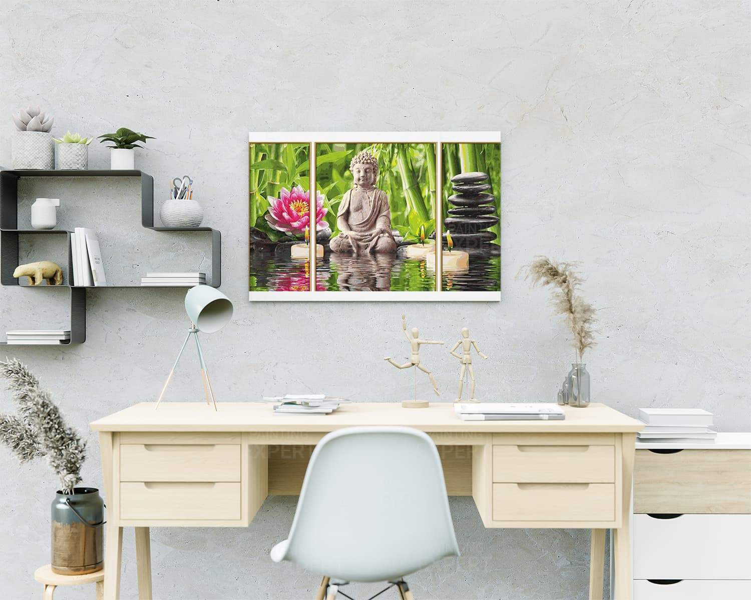 Malen nach Zahlen Triptychon Buddha
