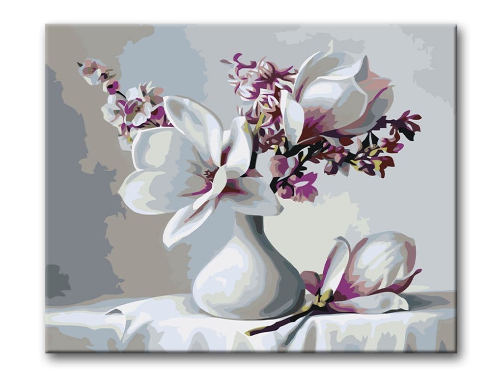 Malen nach Zahlen Weiße Blumen in einer Vase